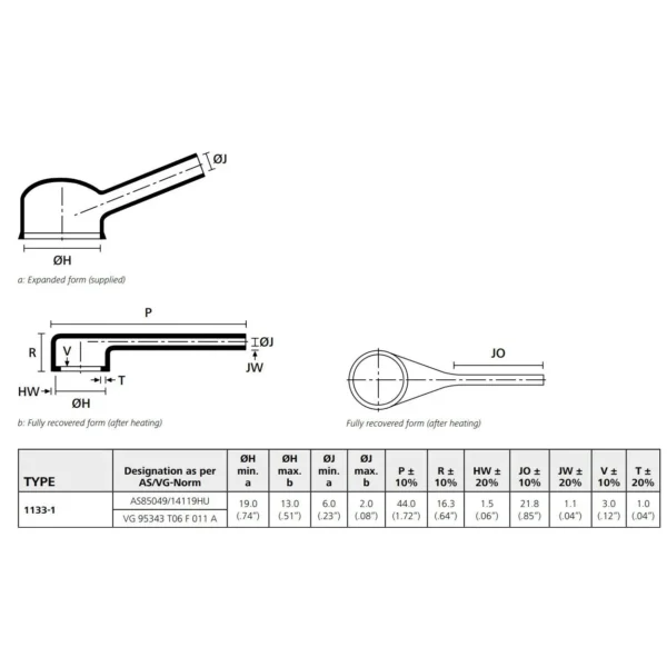 Hellermanntyton Gaine thermorétractable 1134-1-G, 90°