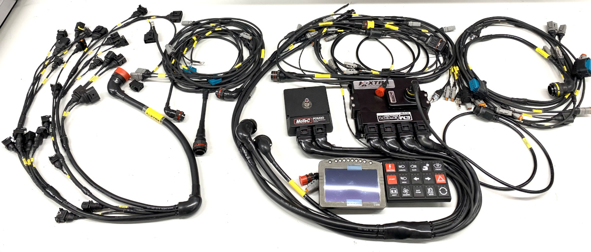 Emtron KV8 standalone ECU on a BMW S54 motorsport wiring loom built by XTRA Motorsport
