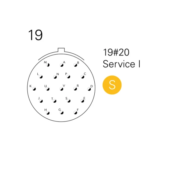 Souriau 8STA shell 14 layout 19 contact arrangement
